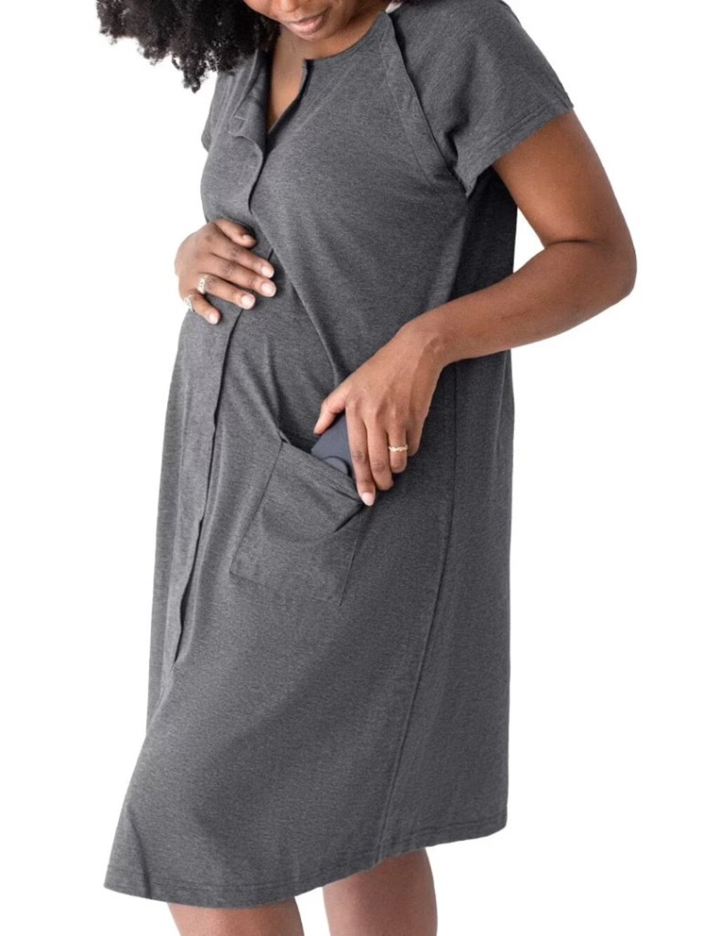 Kindred Bravely Universal Labor & Delivery Gown XL-XXL Grey Heather
